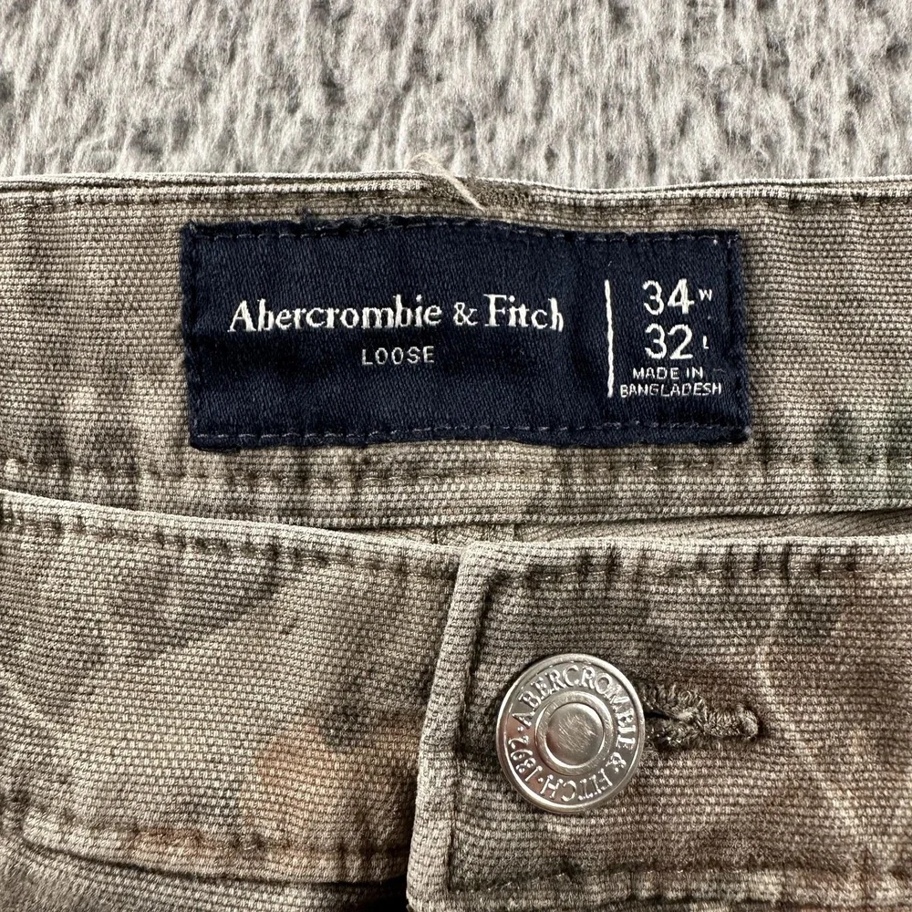 Abercrombie & Fitch Cargo Pants Mens 34(33 Fits)x32 Green Camo Loose Workwear